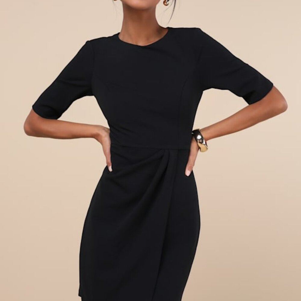 Lulus Westwood Black Half Sleeve Sheath Dress - Size XS
